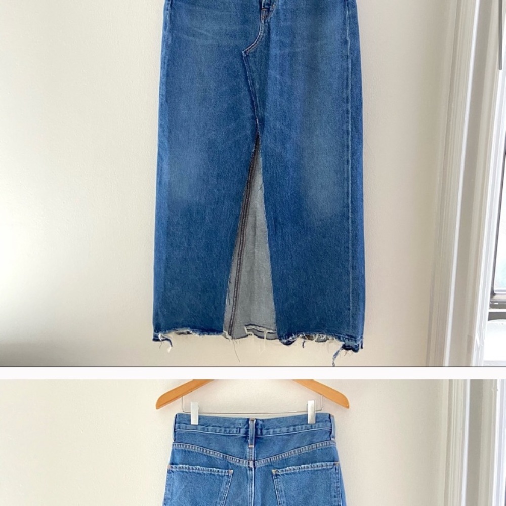 $255 AGOLDE Piper 90s Grunge Ripped Maxi Skirt - Picture 3 of 4